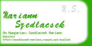 mariann szedlacsek business card